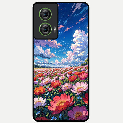  Blossom Sky Field Glass Case For Moto Edge 50 Fusion back cover – full design glossy printed glass finish