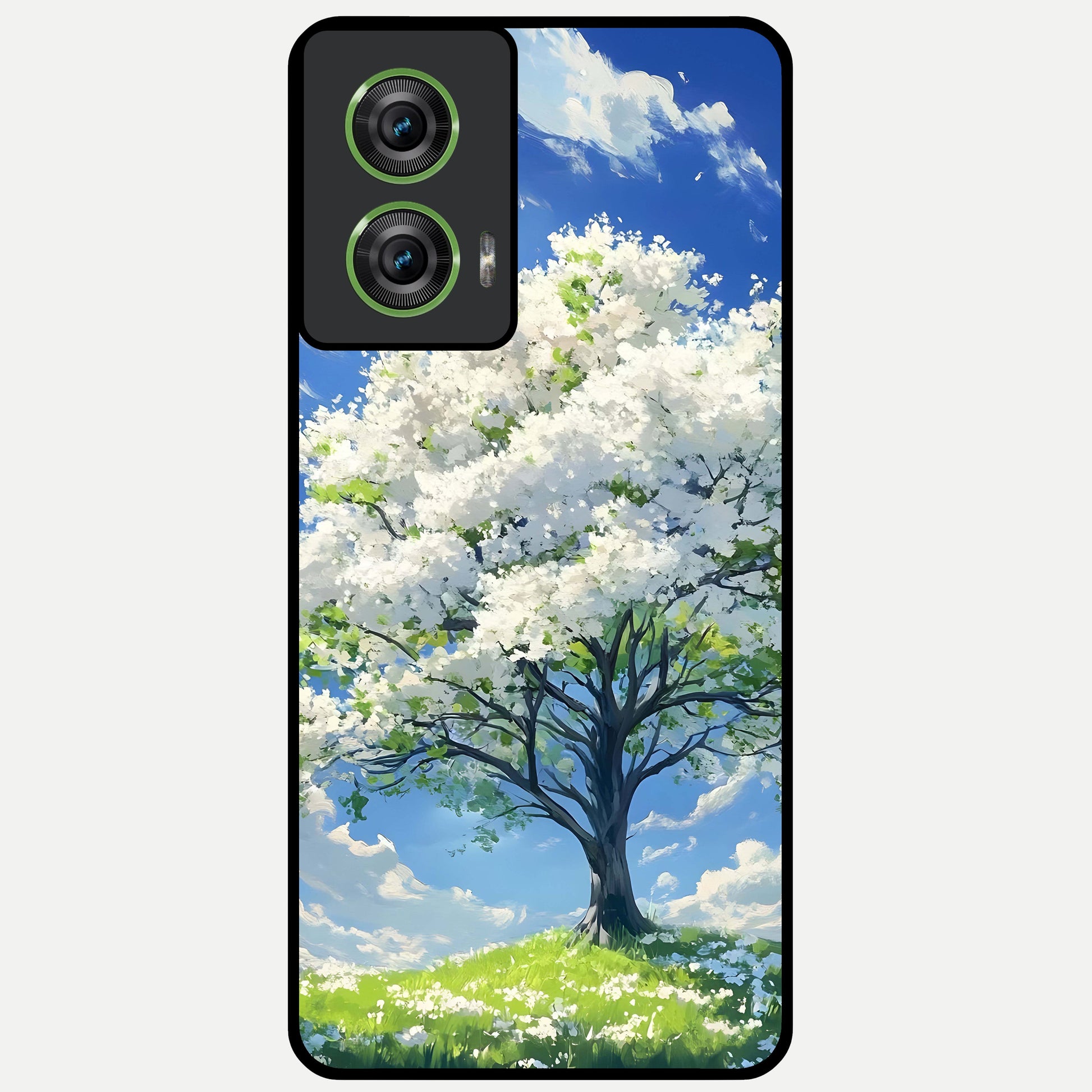  Blossom Sky Serenity Glass Case For Moto Edge 50 Fusion back cover – full design glossy printed glass finish