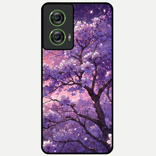  Blossom Tree Glass Case For Moto Edge 50 Fusion back cover – full design glossy printed glass finish