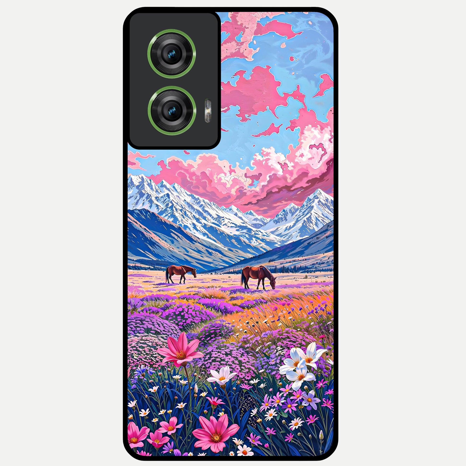  Blossom Valley Dream Glass Case For Moto Edge 50 Fusion back cover – full design glossy printed glass finish