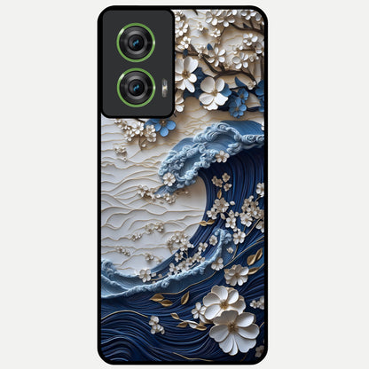  Blossom Wave Art Glass Case For Moto Edge 50 Fusion back cover – full design glossy printed glass finish