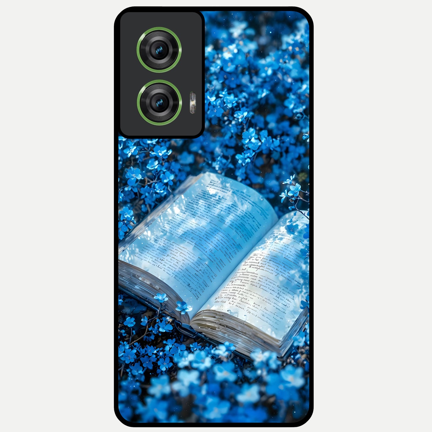  Blue Bloom Tales Glass Case For Moto Edge 50 Fusion back cover – full design glossy printed glass finish