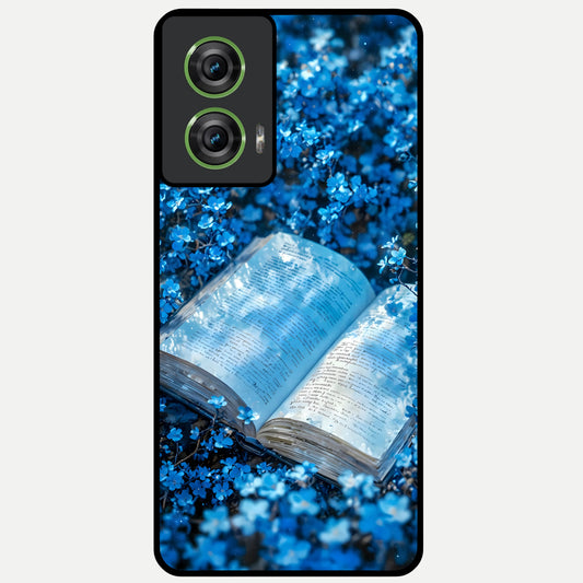  Blue Bloom Tales Glass Case For Moto Edge 50 Fusion back cover – full design glossy printed glass finish