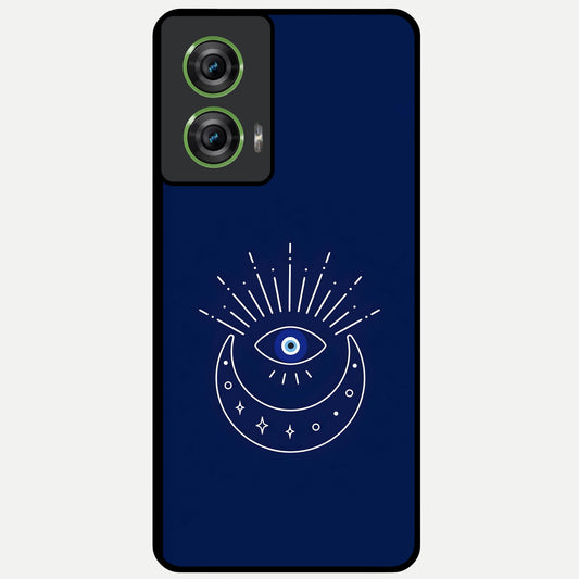  Blue Evil Eye Glass Case For Moto Edge 50 Fusion back cover – full design glossy printed glass finish