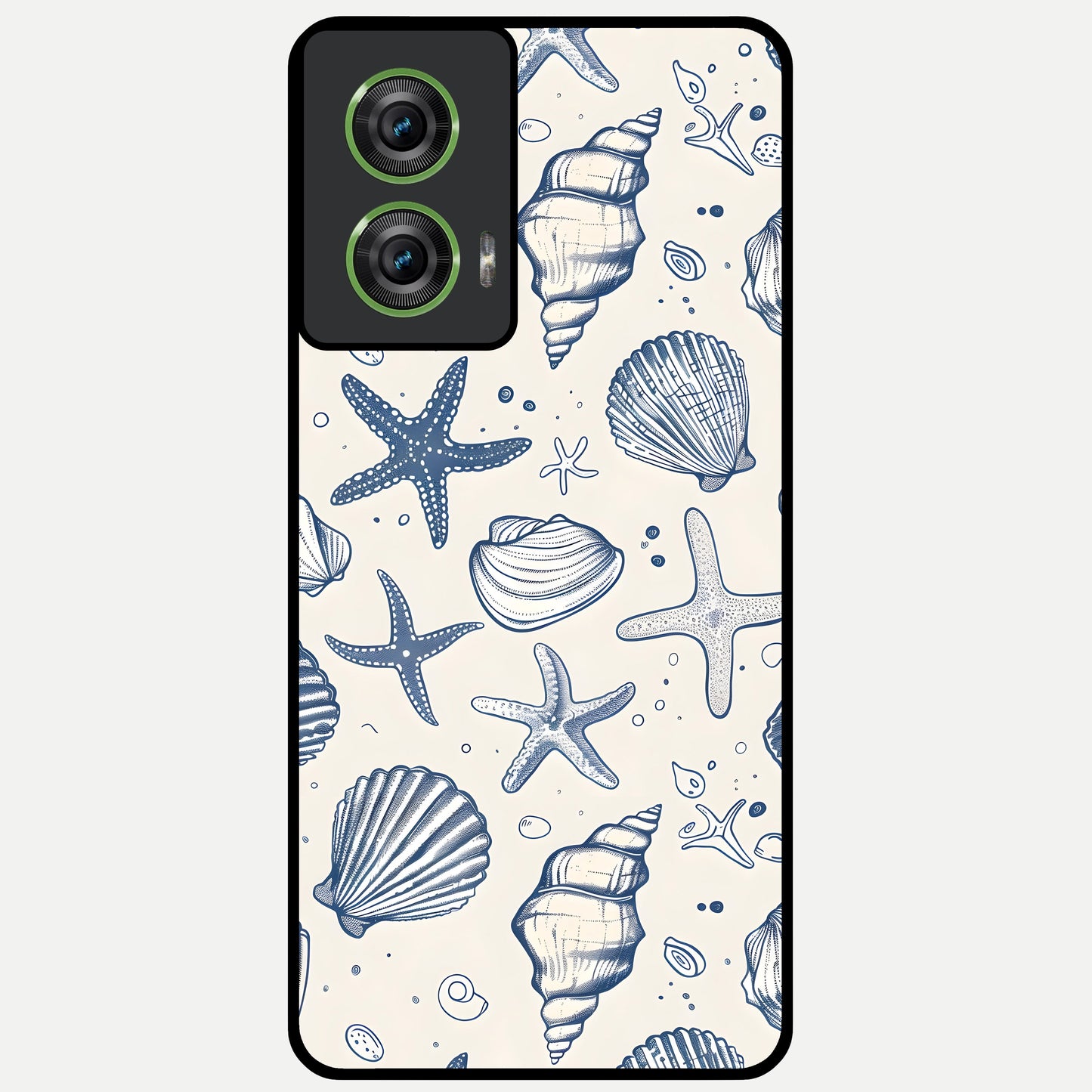  Blue Ocean Outline Glass Case For Moto Edge 50 Fusion back cover – full design glossy printed glass finish