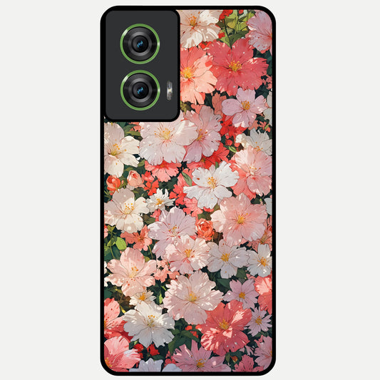  Blush Bloom Field Glass Case For Moto Edge 50 Fusion back cover – full design glossy printed glass finish