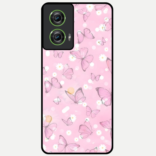  Blush Butterfly Garden Glass Case For Moto Edge 50 Fusion back cover – full design glossy printed glass finish