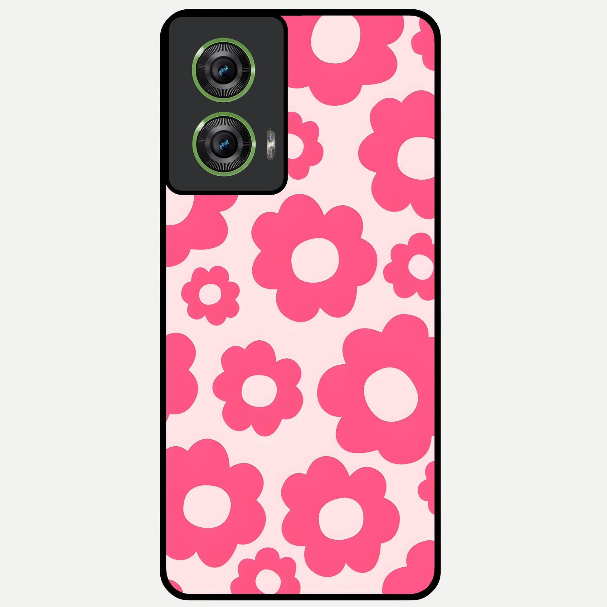  Blush Flower Pop Glass Case For Moto Edge 50 Fusion back cover – full design glossy printed glass finish