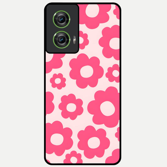  Blush Flower Pop Glass Case For Moto Edge 50 Fusion back cover – full design glossy printed glass finish