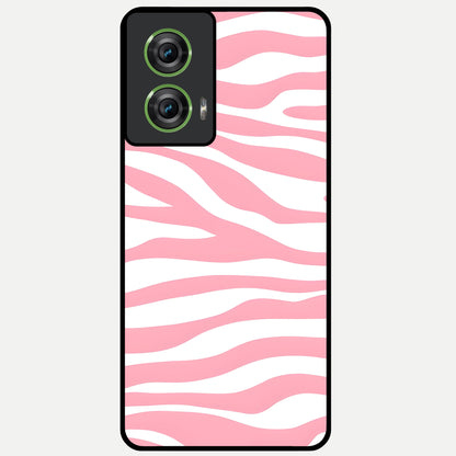  Blush Zebra Flow Glass Case For Moto Edge 50 Fusion back cover – full design glossy printed glass finish
