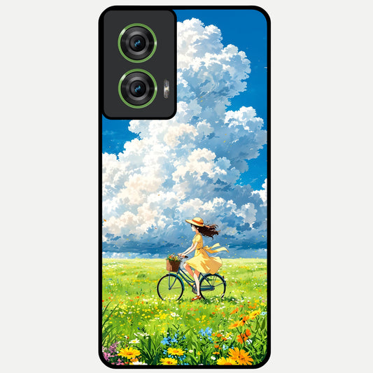  Breezy Meadow Ride Glass Case For Moto Edge 50 Fusion back cover – full design glossy printed glass finish