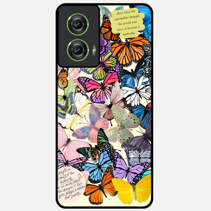  Butterflies Petal Dream Glass Case For Moto Edge 50 Fusion back cover – full design glossy printed glass finish