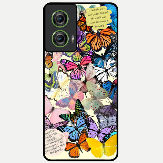 Butterflies Petal Dream Glass Case For Moto Edge 50 Fusion back cover – full design glossy printed glass finish