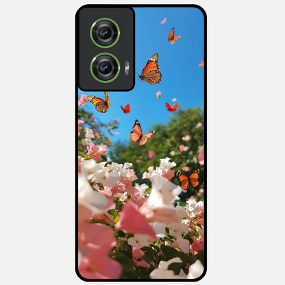 Butterflies In Bloom Sky Glass Case For Moto Edge 50 Fusion back cover – full design glossy printed glass finish
