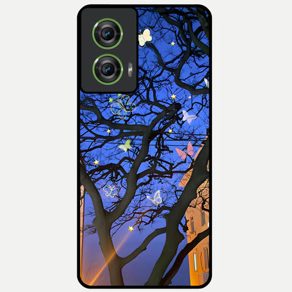  Butterfly Night Magic Glass Case For Moto Edge 50 Fusion back cover – full design glossy printed glass finish