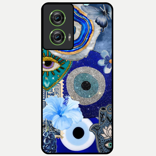  Celestial Blue Vision Glass Case For Moto Edge 50 Fusion back cover – full design glossy printed glass finish