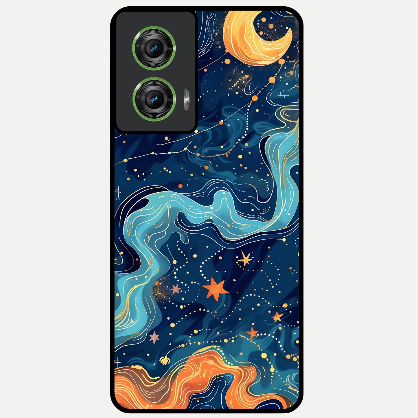 Celestial Dream Flow Glass Case For Moto Edge 50 Fusion back cover – full design glossy printed glass finish