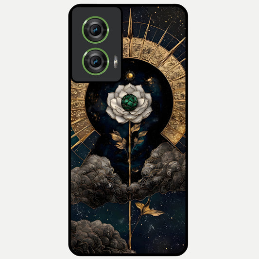  Celestial Lotus Morang Glass Case For Moto Edge 50 Fusion back cover – full design glossy printed glass finish