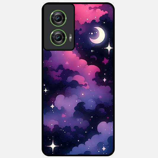  Celestial Moon Magic Glass Case For Moto Edge 50 Fusion back cover – full design glossy printed glass finish