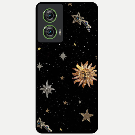  Celestial Moon With Stars Glass Case For Moto Edge 50 Fusion back cover – full design glossy printed glass finish