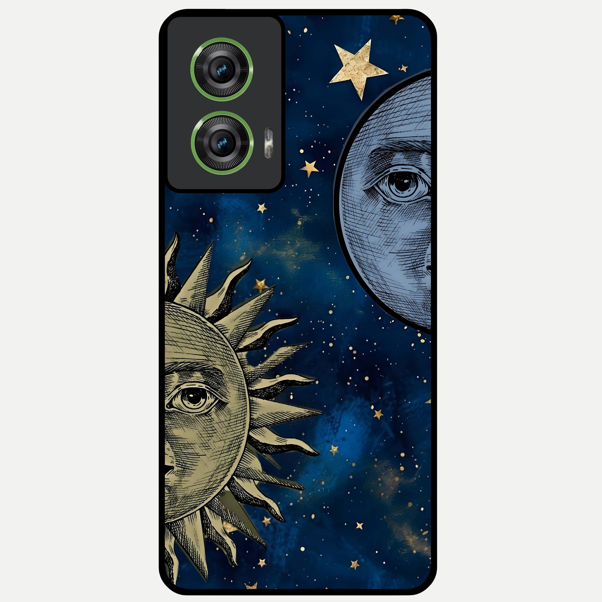  Celestial Moon With Sun Glass Case For Moto Edge 50 Fusion back cover – full design glossy printed glass finish