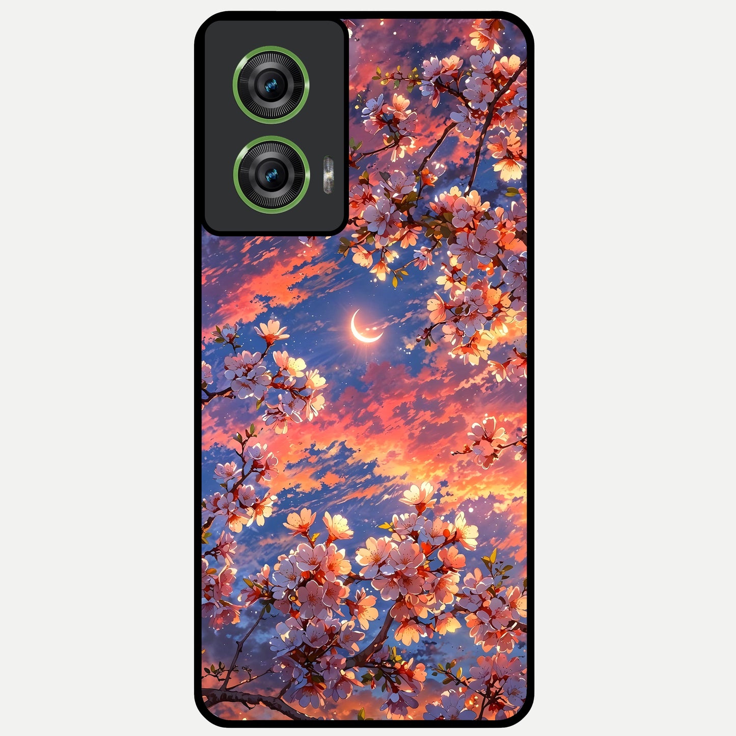  Celestial Sakura Sunset Glass Case For Moto Edge 50 Fusion back cover – full design glossy printed glass finish