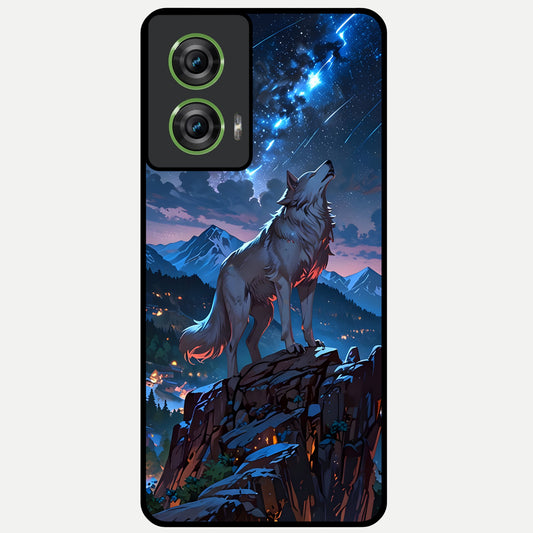  Celestial Wolf Howl Glass Case For Moto Edge 50 Fusion back cover – full design glossy printed glass finish