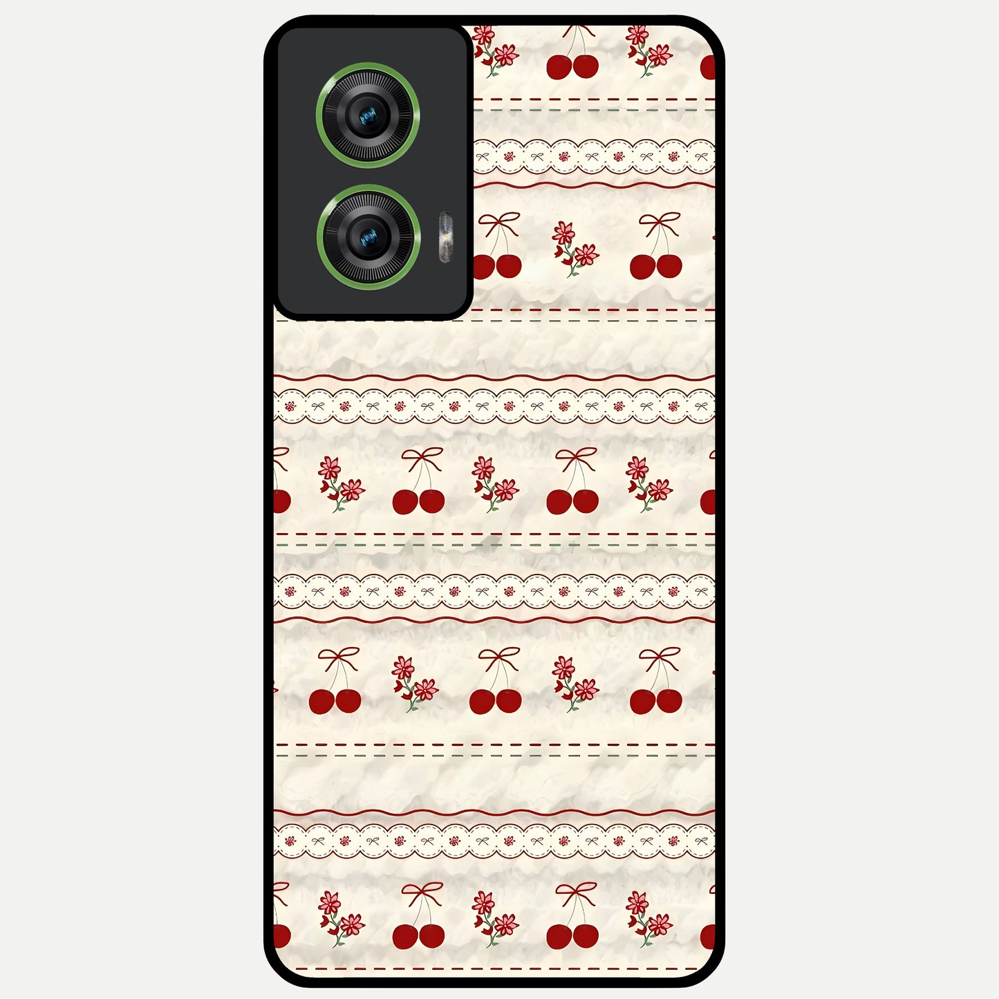  Cherry Bloom Charm Glass Case For Moto Edge 50 Fusion back cover – full design glossy printed glass finish