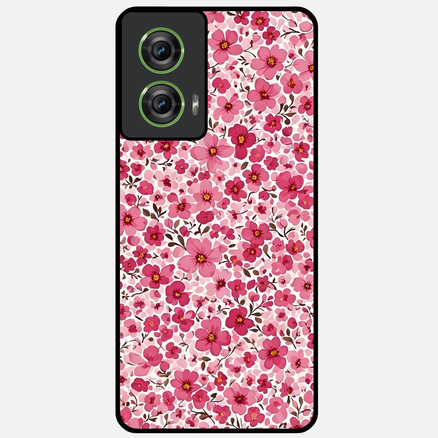 Cherry Blossom Charm Glass Case For Moto Edge 50 Fusion back cover – full design glossy printed glass finish