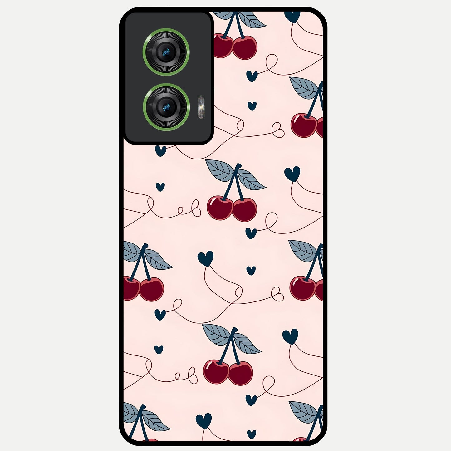  Cherry Heart Line Glass Case For Moto Edge 50 Fusion back cover – full design glossy printed glass finish