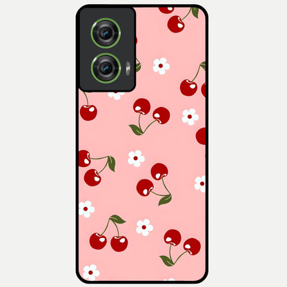  Cherry Love Mood Glass Case For Moto Edge 50 Fusion back cover – full design glossy printed glass finish