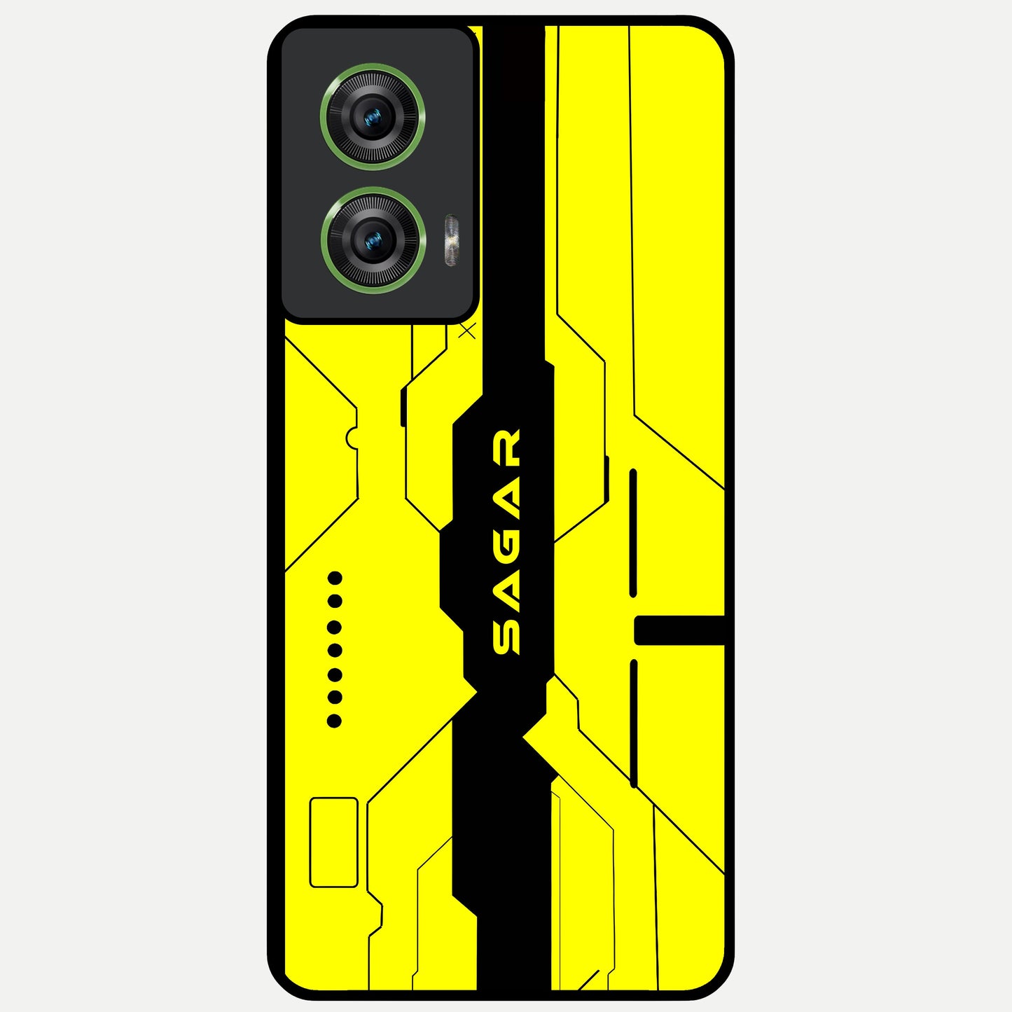  Circuit CYBERPUNK Custom Name Glass Case For Moto Edge 50 Fusion back cover – full design glossy printed glass finish