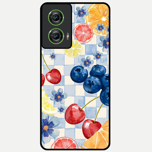  Citrus Bloom Joy Glass Case For Moto Edge 50 Fusion back cover – full design glossy printed glass finish