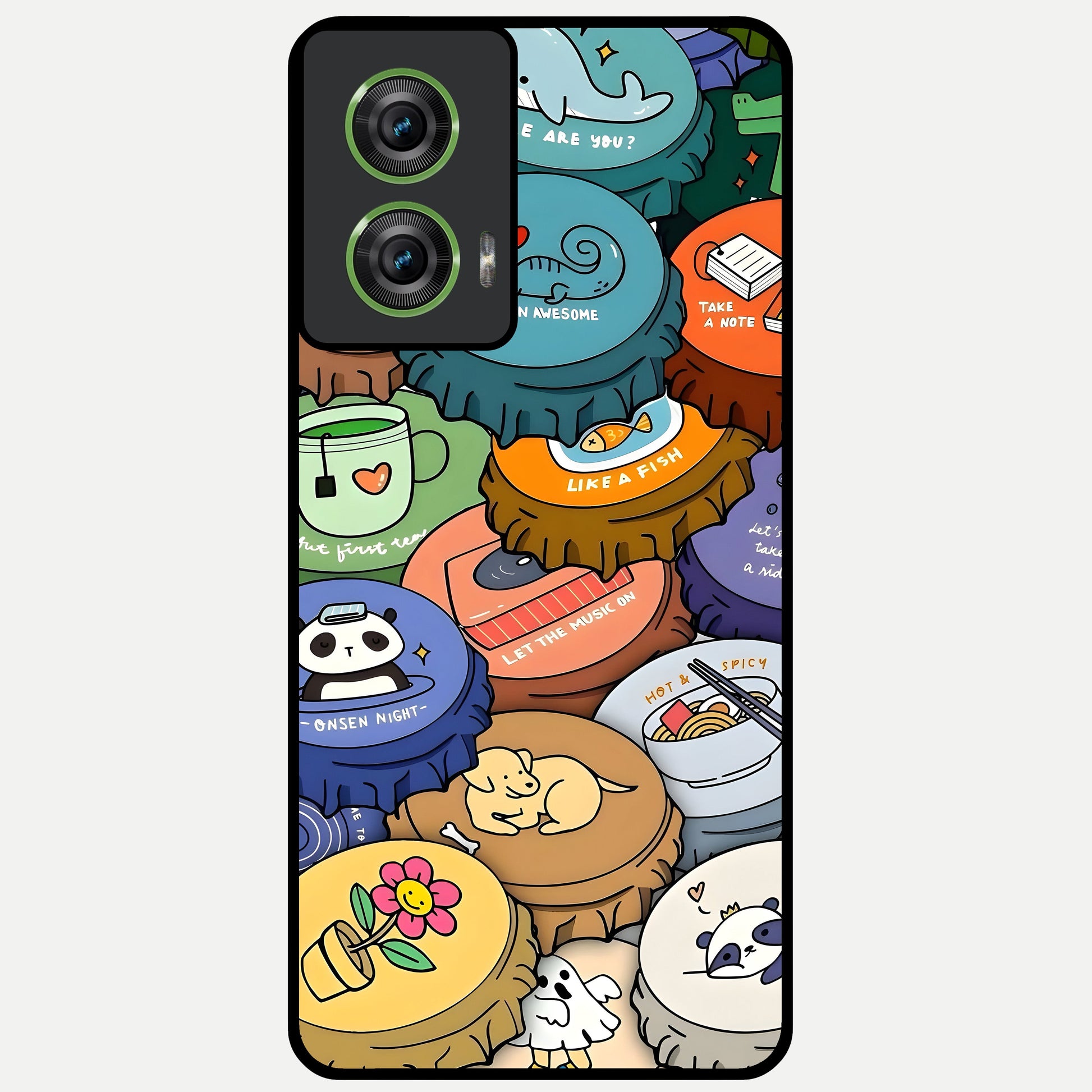  Coins Patterns Glass Case For Moto Edge 50 Fusion back cover – full design glossy printed glass finish