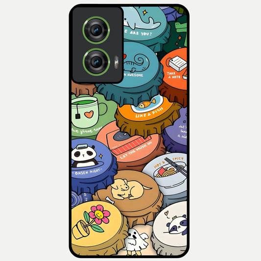  Coins Patterns Glass Case For Moto Edge 50 Fusion back cover – full design glossy printed glass finish