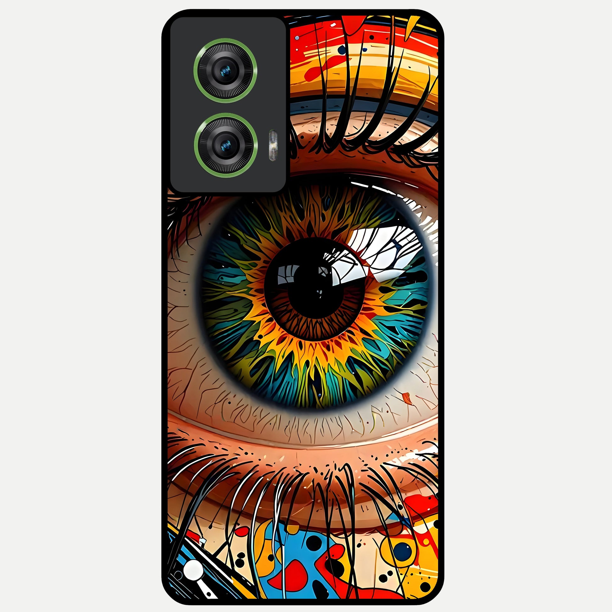  Colorful Eye Glass Case For Moto Edge 50 Fusion back cover – full design glossy printed glass finish