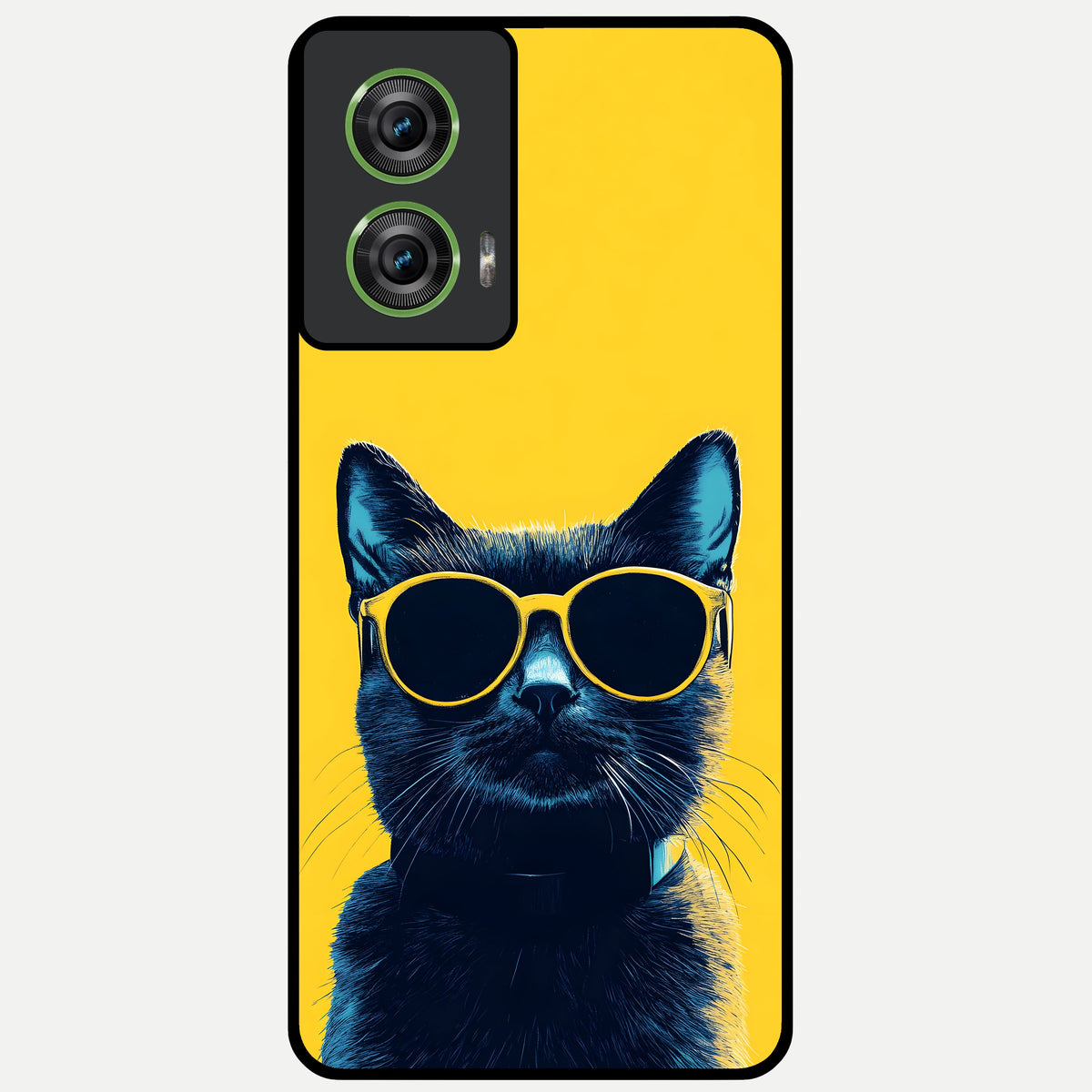  Cool Cat Vibes Glass Case For Moto Edge 50 Fusion back cover – full design glossy printed glass finish