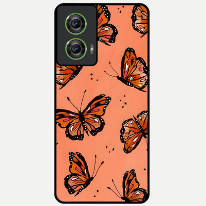  Coral Wing Butterfly Glass Case For Moto Edge 50 Fusion back cover – full design glossy printed glass finish