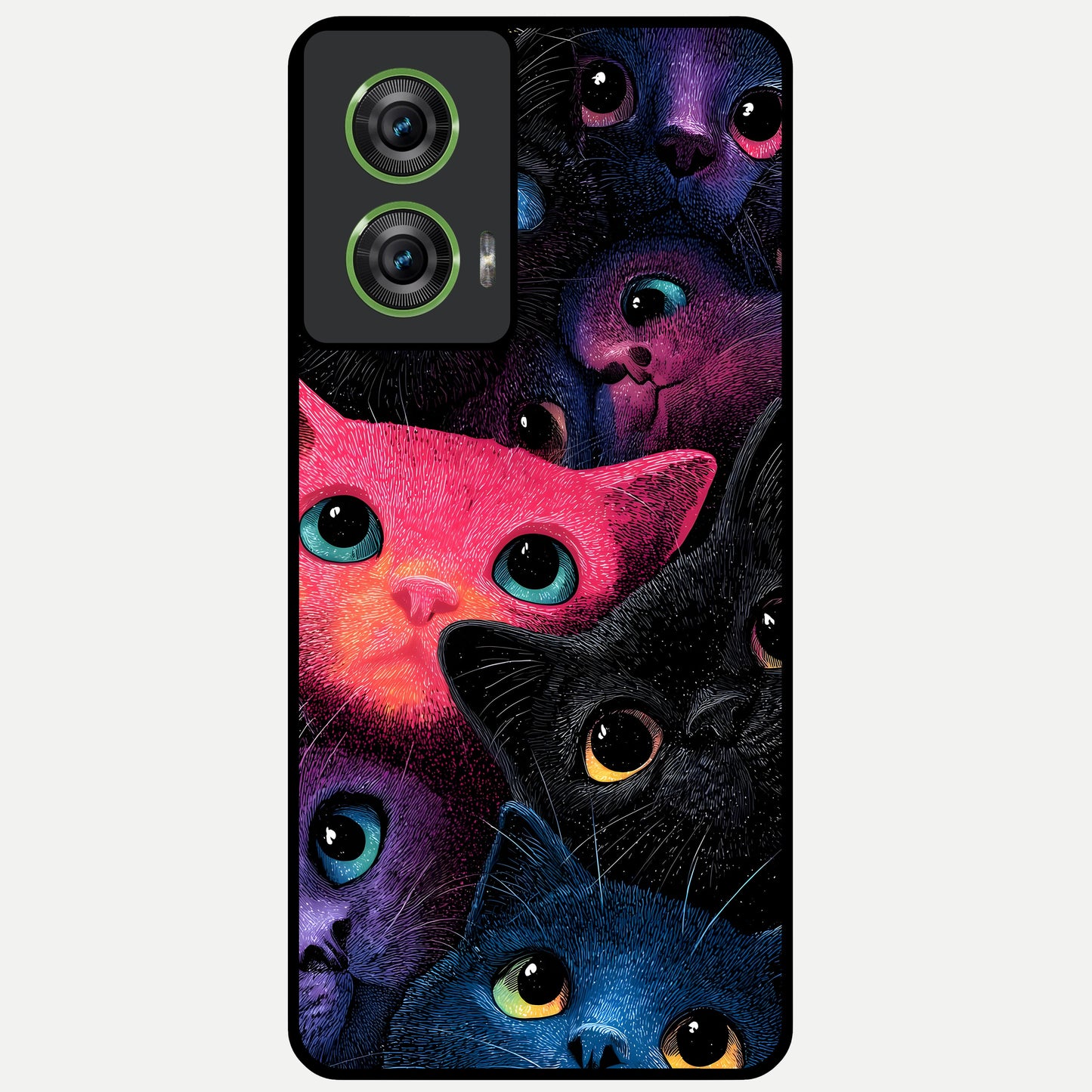  Cosmic Cats Dreams Glass Case For Moto Edge 50 Fusion back cover – full design glossy printed glass finish