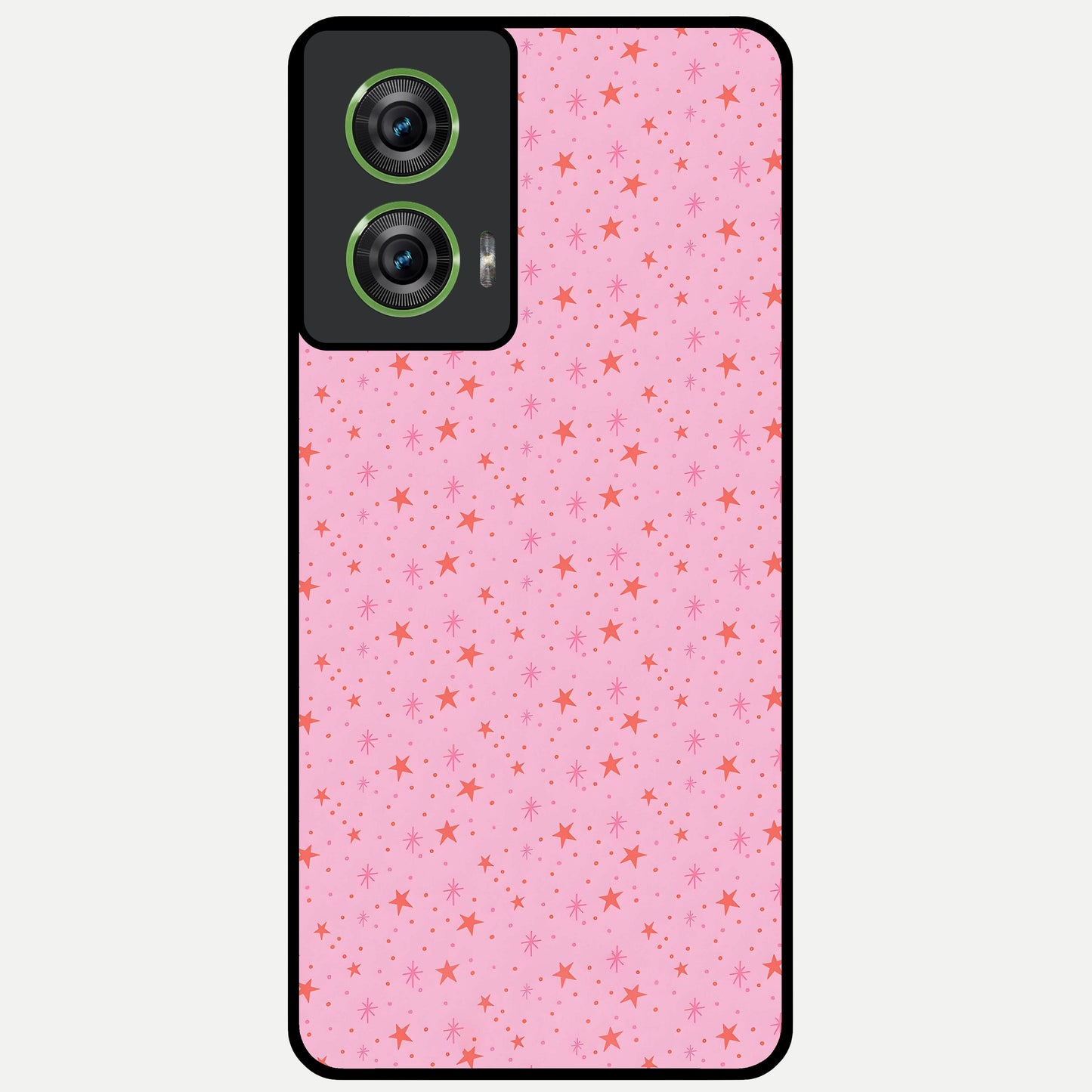  Cosmic Pink Sparkle Glass Case For Moto Edge 50 Fusion back cover – full design glossy printed glass finish