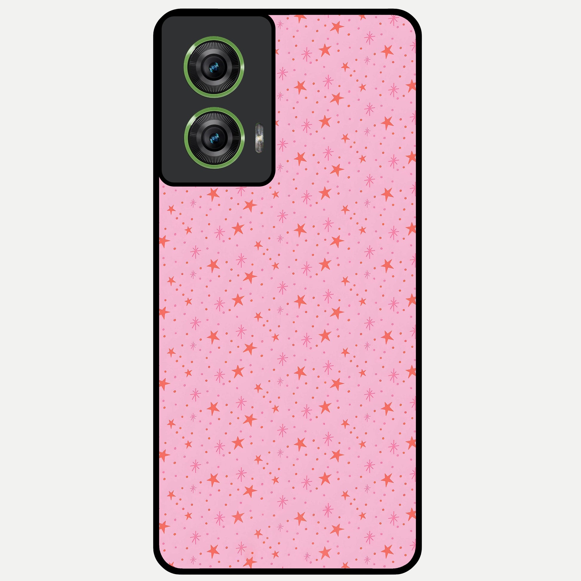  Cosmic Pink Sparkle Glass Case For Moto Edge 50 Fusion back cover – full design glossy printed glass finish