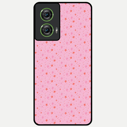  Cosmic Pink Sparkle Glass Case For Moto Edge 50 Fusion back cover – full design glossy printed glass finish