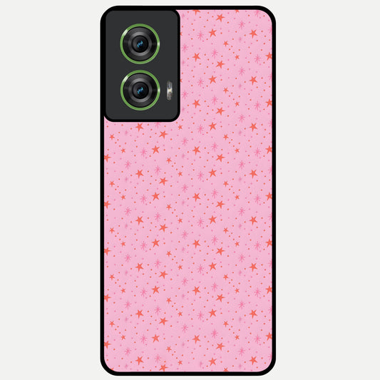  Cosmic Pink Sparkle Glass Case For Moto Edge 50 Fusion back cover – full design glossy printed glass finish