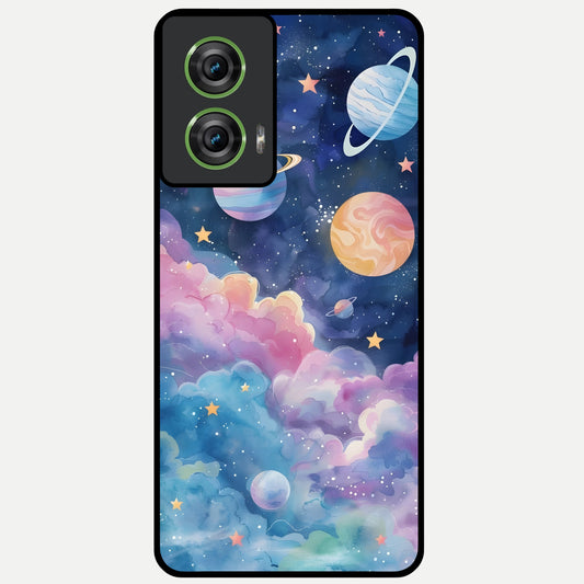  Cosmic Planet Dreams Glass Case For Moto Edge 50 Fusion back cover – full design glossy printed glass finish
