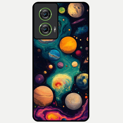  Cosmic Planet Journey Glass Case For Moto Edge 50 Fusion back cover – full design glossy printed glass finish