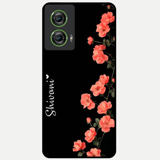  Crimson Bloom Grace Custom Name Glass Case For Moto Edge 50 Fusion back cover – full design glossy printed glass finish