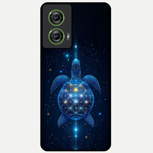  Crimson Blue Turtle Glass Case For Moto Edge 50 Fusion back cover – full design glossy printed glass finish