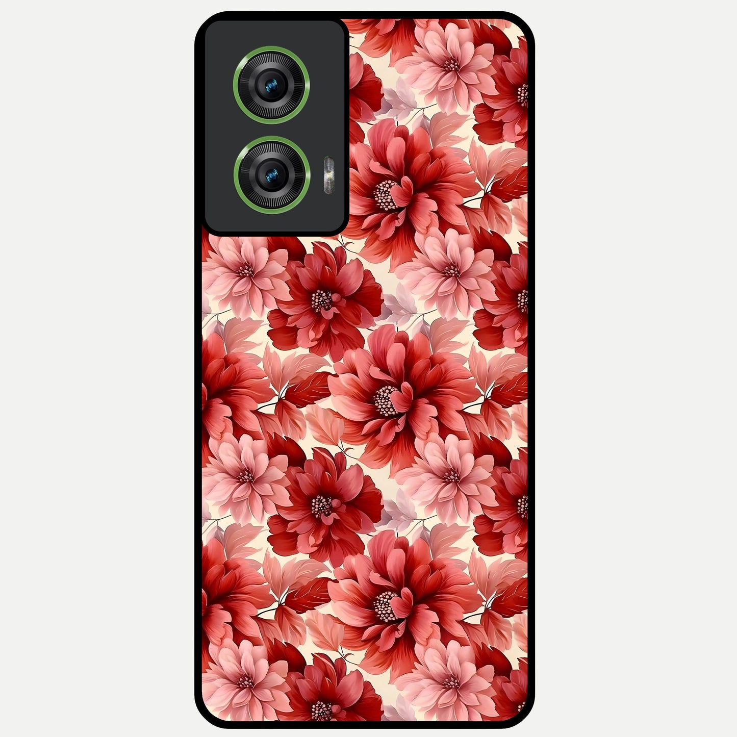  Crimson Love Petals Glass Case For Moto Edge 50 Fusion back cover – full design glossy printed glass finish