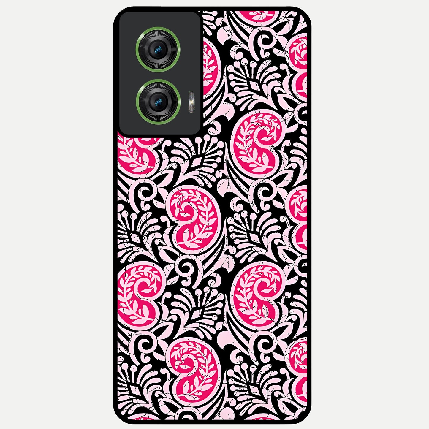  Crimson Paisley Charm Glass Case For Moto Edge 50 Fusion back cover – full design glossy printed glass finish