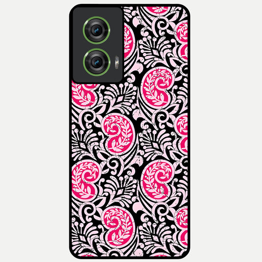  Crimson Paisley Charm Glass Case For Moto Edge 50 Fusion back cover – full design glossy printed glass finish